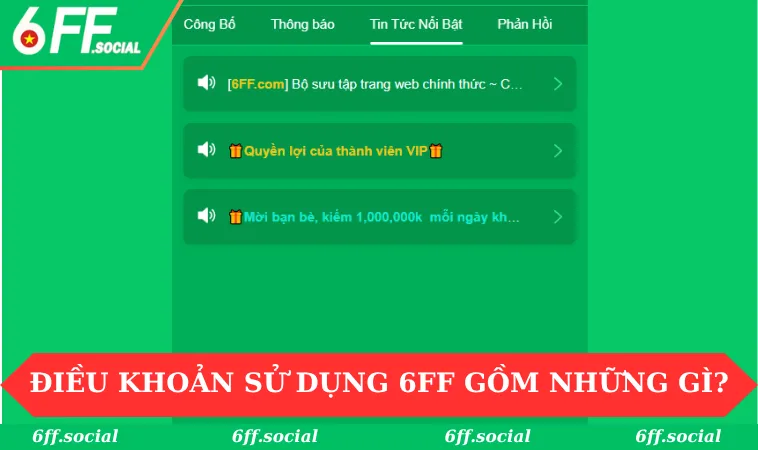 Điều khoản sử dụng 6FF 2 Điều khoản sử dụng 6FF gồm những gì?