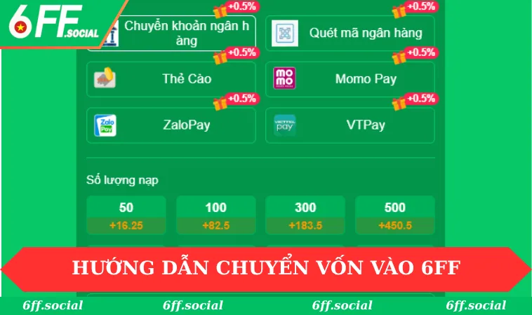 Nạp tiền 6FF 1 Hướng dẫn chuyển vốn vào tài khoản 6FF bằng ngân hàng